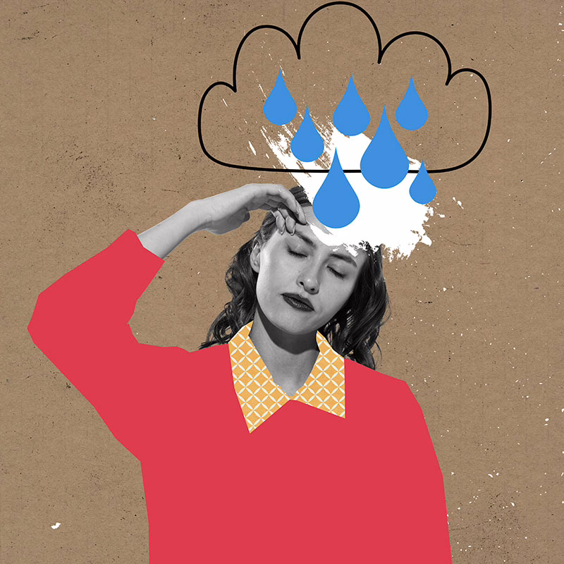 complicated-grief girl under a rain cloud