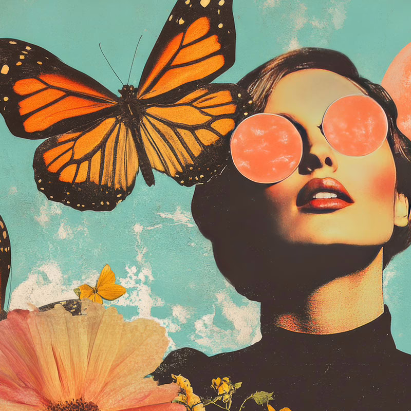 life-after-divorce woman with orange slices over her eyes and a butterfly around her